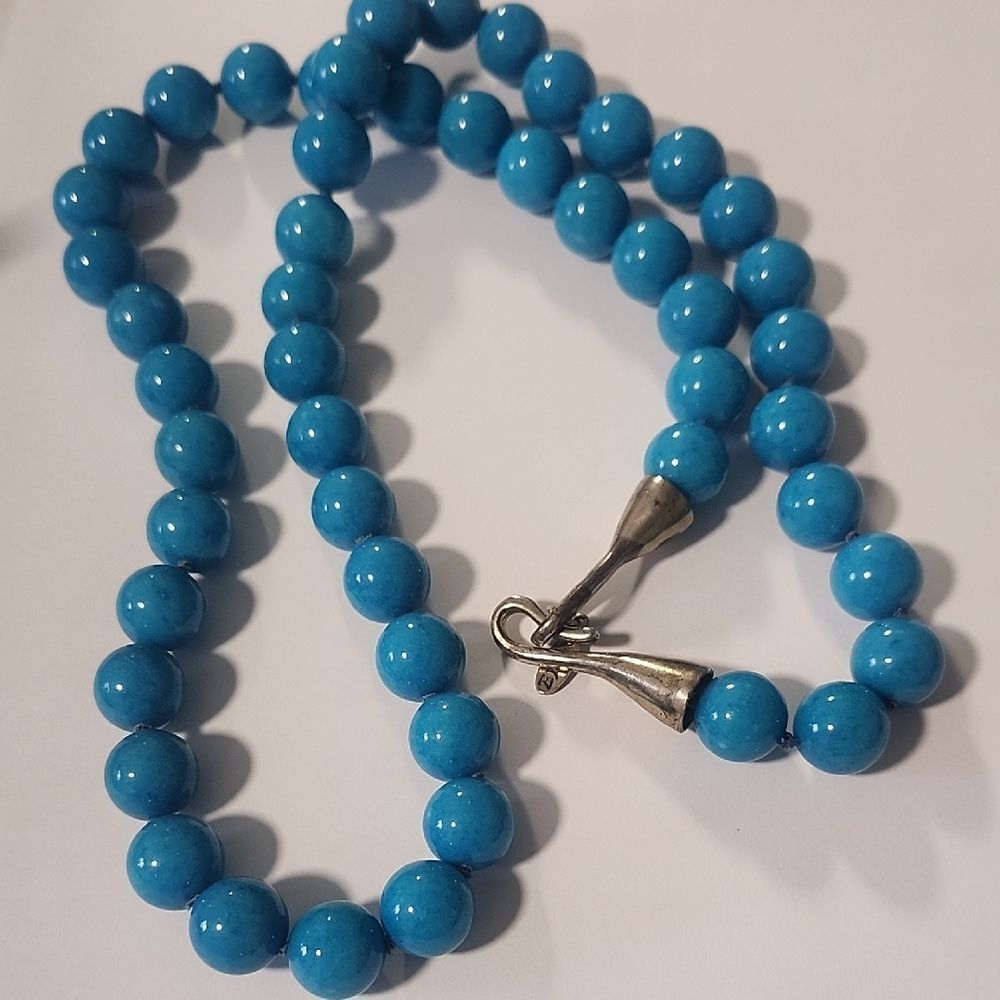 EXEX Claudia AGUDELO Turquoise Beaded Necklace Sterling Silver 925